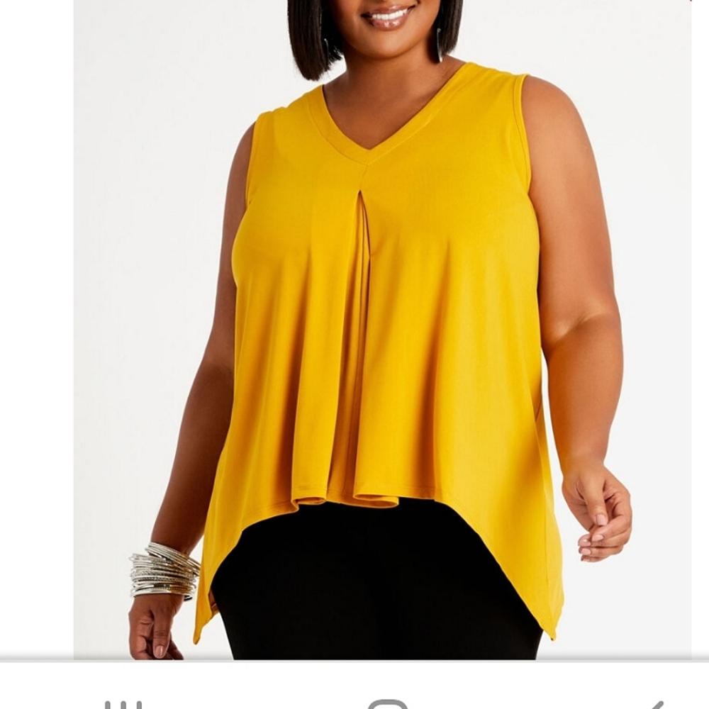 Sleeveless Pleeted V Neck Plus Size Top Ashley Stewart